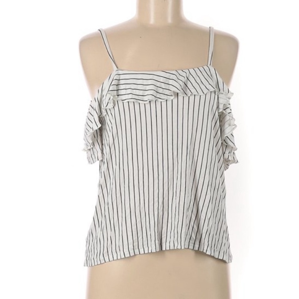 American Eagle Soft & Sexy Striped Cold Shoulder Tee Women’s Medium